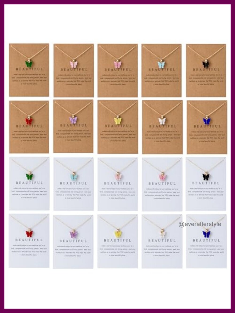 18 Piece Butterfly Pendant Necklace Set, Bohemian Acrylic Chain Necklaces for